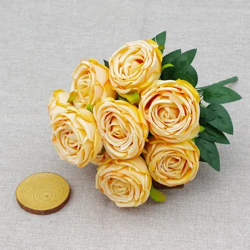JAD Faux Roses Artificial Yellow Rose Garden Rose Artificial For Wedding Decor