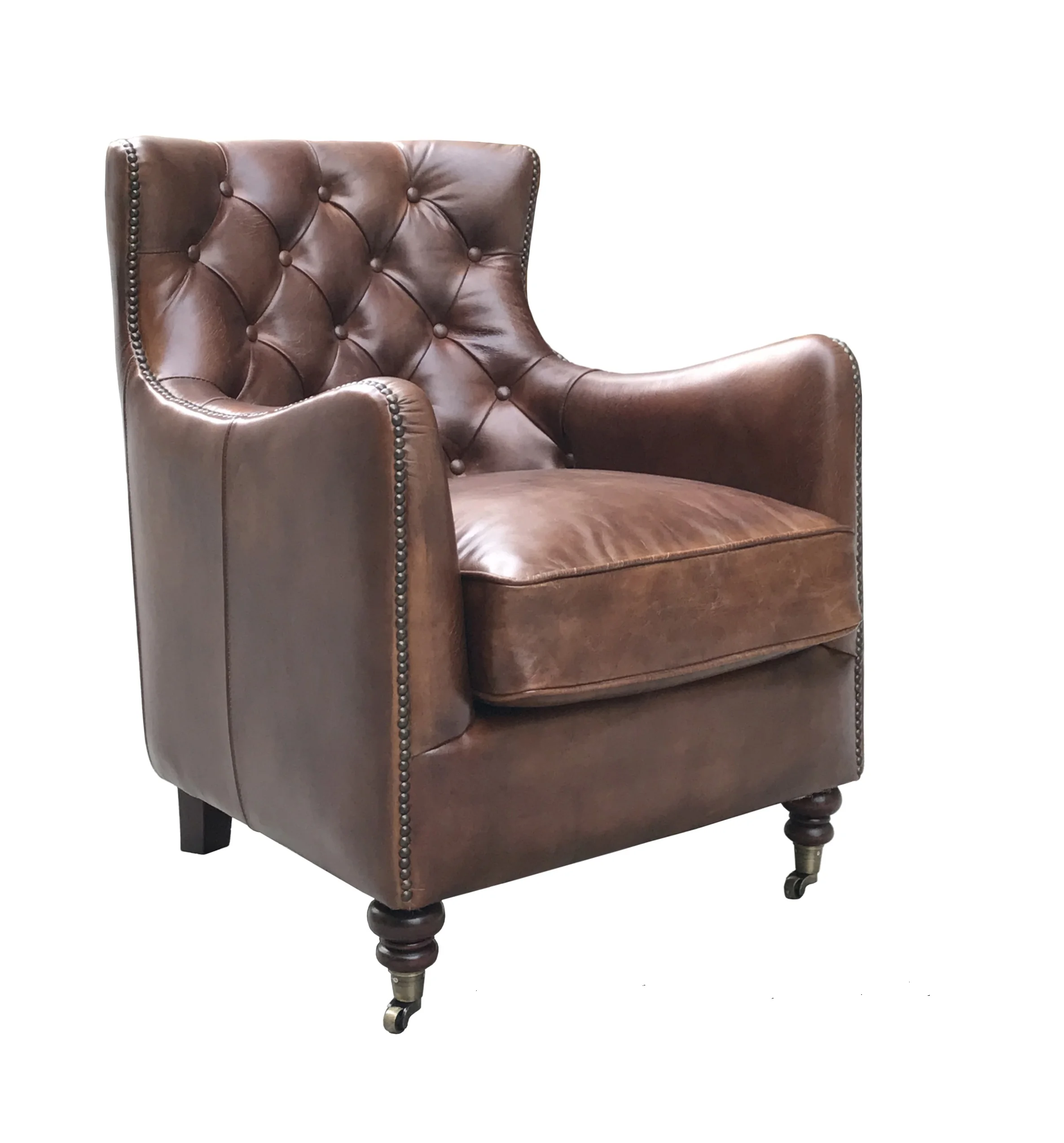 Latest Arrival Top Grain Leather Chair Wood Frame Leisure Chair For