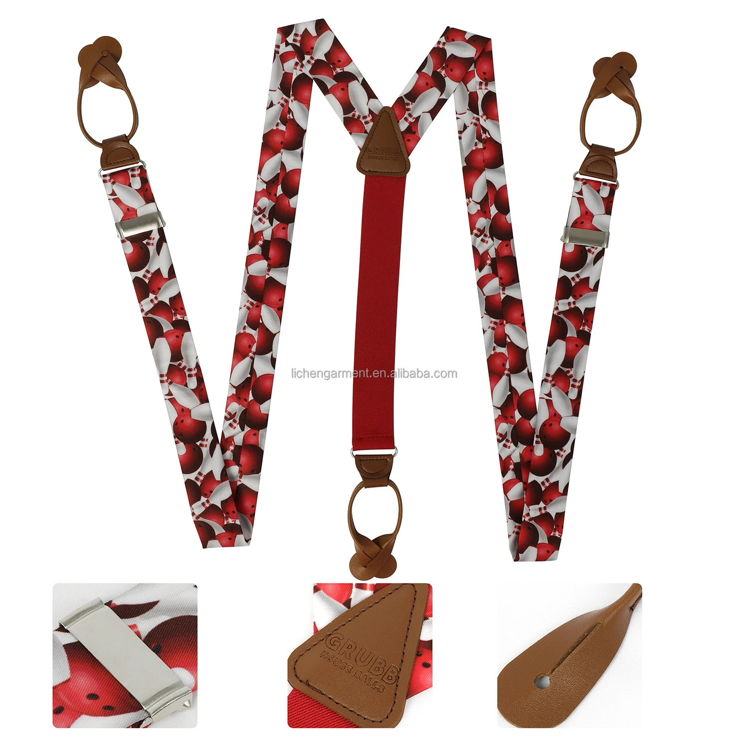 Lichen  Necktie Funny Ball Design Adjustable Y Back Men's Women's Costume Tuxedo Dress Suspenders - Heavy Duty Strong Clips