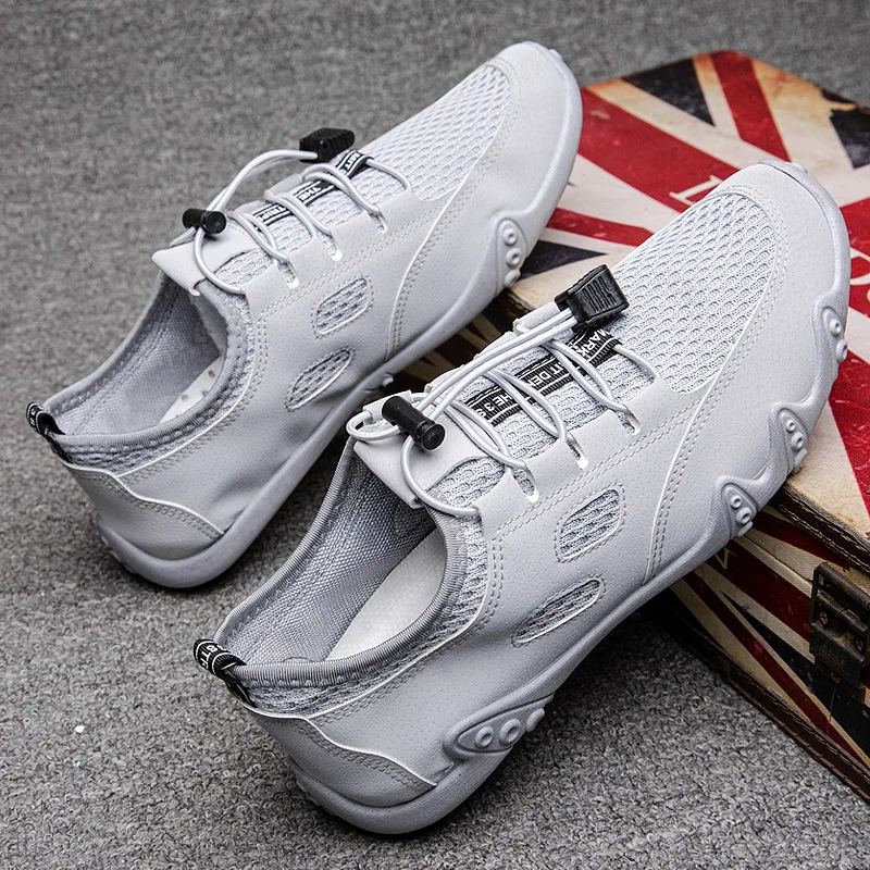 New spring and summer driving shoes net face bean shoes breathable trend men's lace-up casual shoes