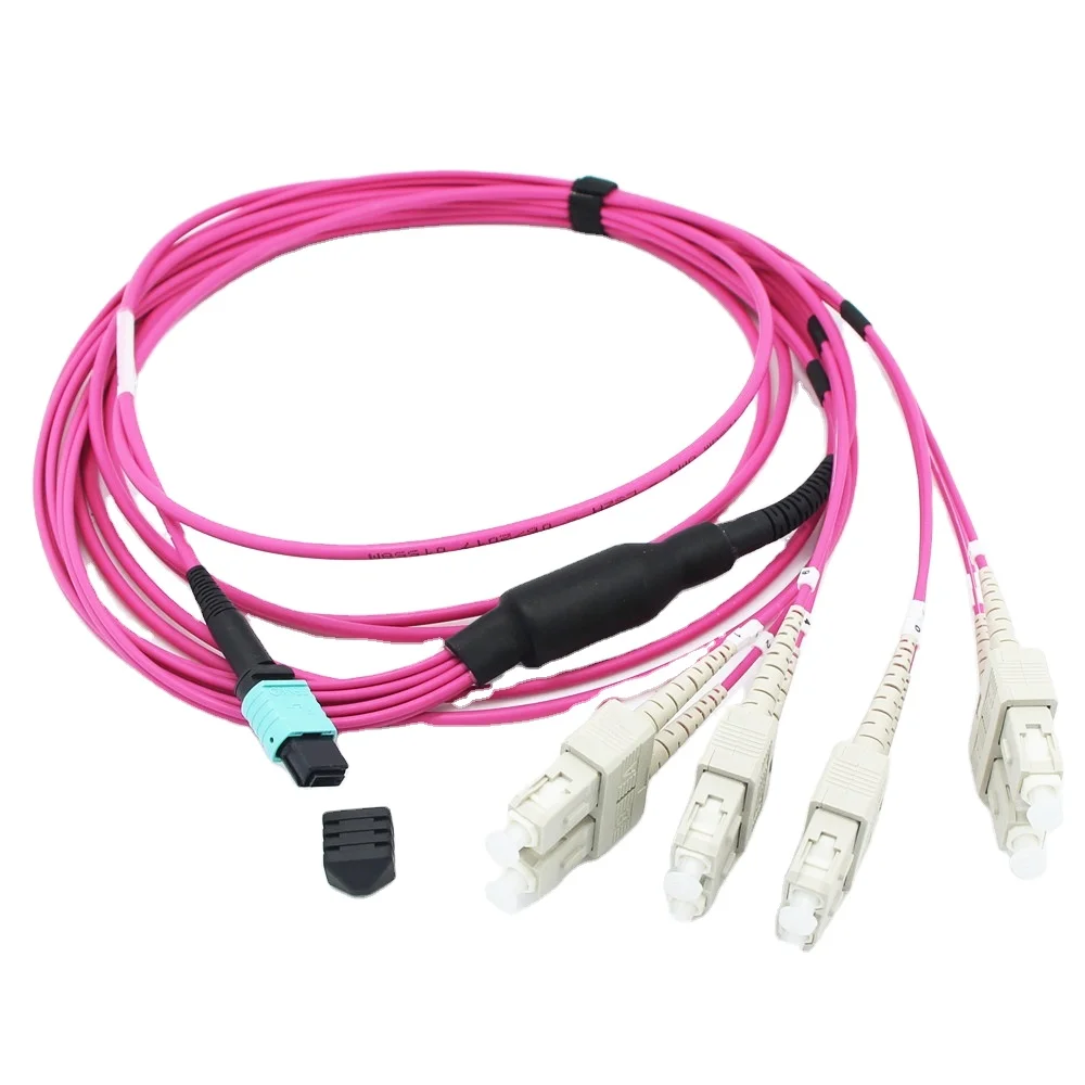 10 meter 12/24 inti multi mode om4 kabel patch serat optik untuk telekomunikasi optik