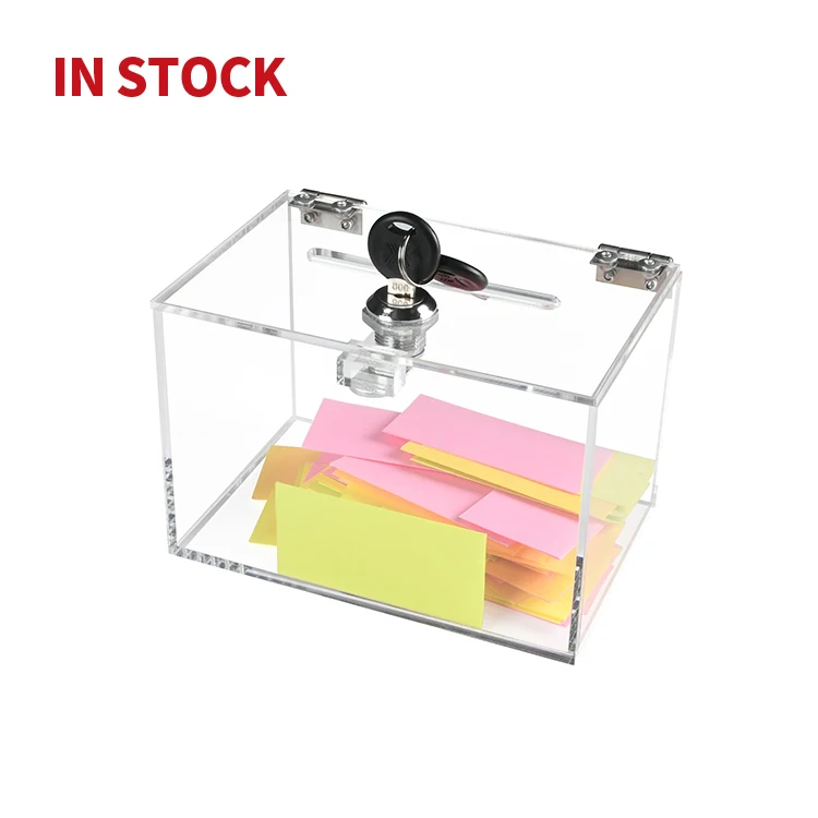 Clear Acrylic Donation Box Money Box  Ballot Box With With Lock