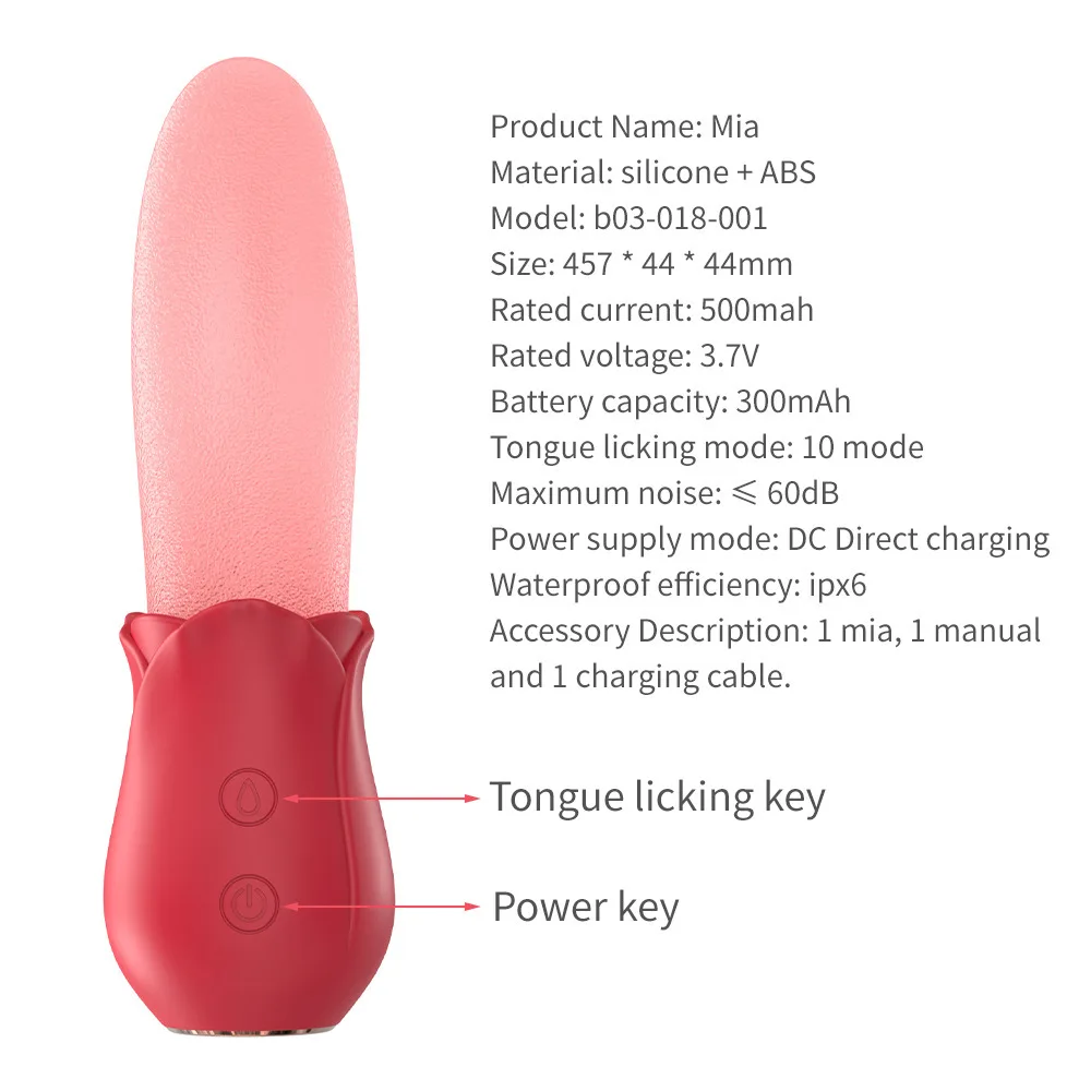 Mia Tongue Licking Vibrator Soft Simulation Tongue Female Orgasm Masturbation Massager Woman Masturbation Sex Toys