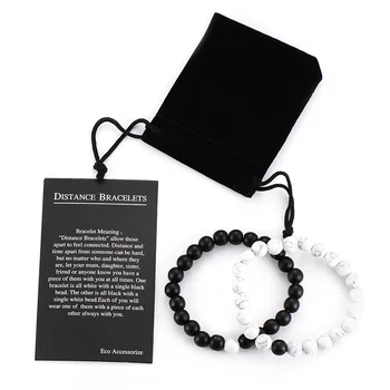 2pcs/set White Turquoise Beaded Bracelet Set Men Accessories Matte Oxyn Stone Beads Skull Set Mens Natural Stone Beaded Bracelet