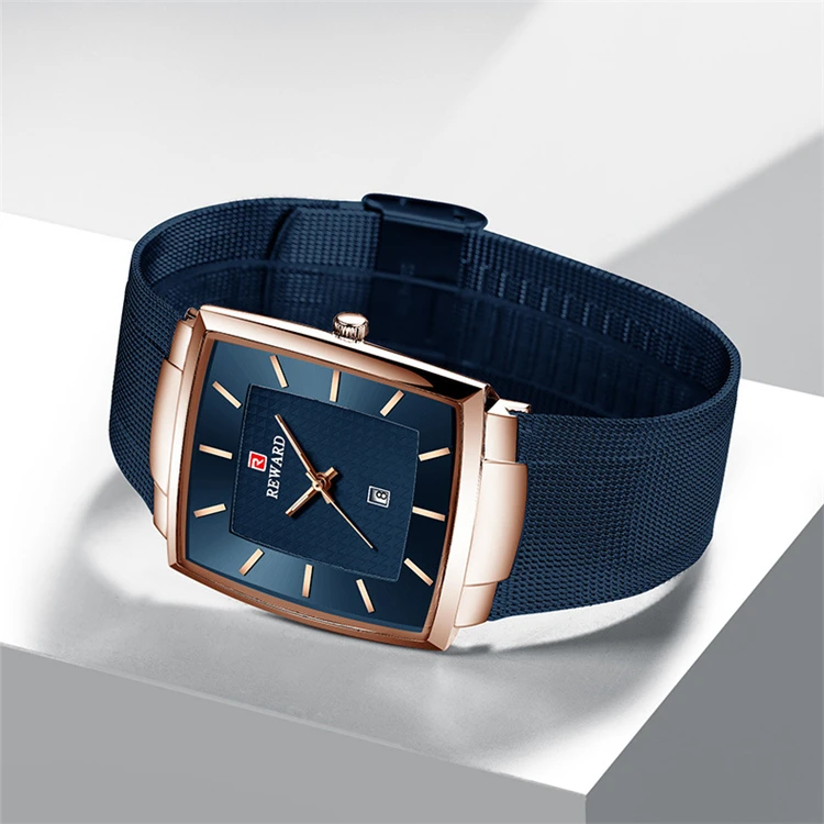 For Men REWARD 62009 Special Male Quartz Watch Activity Mesh Band Waterproof Auto Date Simple Business Watch Kit