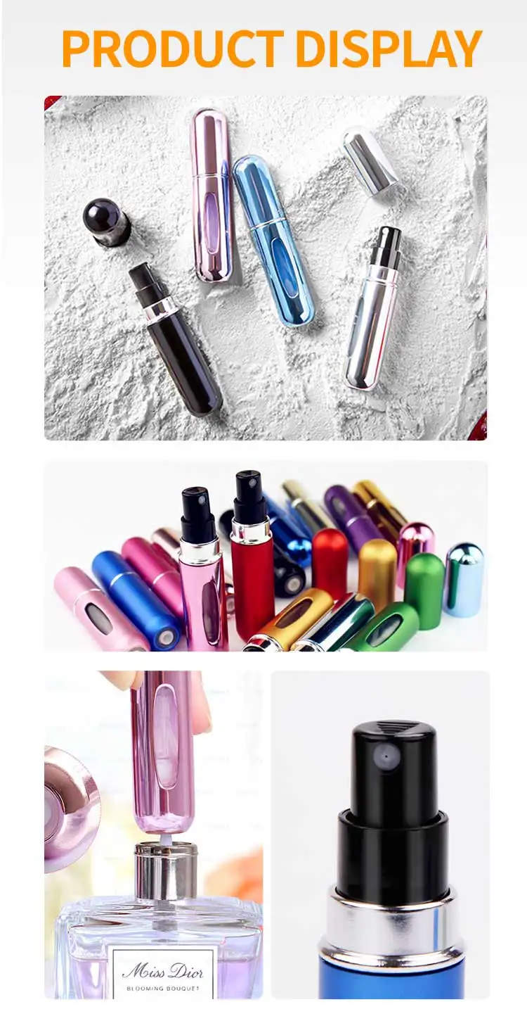 Empty Colorful Round 5ml 8ml 10ml Twist Up Metal Spray Bottle Aluminium