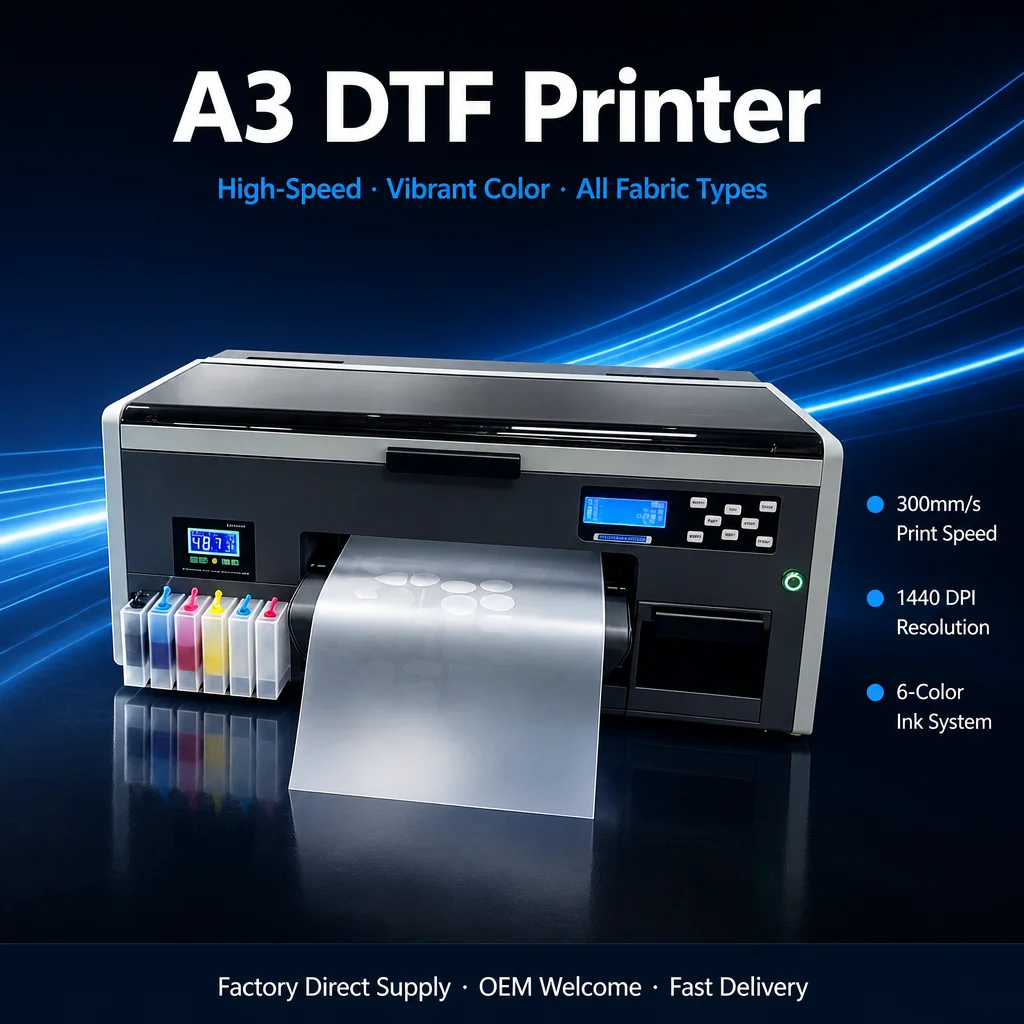 A3 DTF Printer XP600 Direct to Film Printing Machine 30cm PET Film Transfer for T-Shirt Garment Textile Fabric