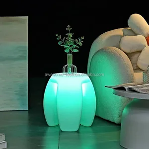 LED Glowing Triangular Chair Fashionable Modern Adjustable Lightweight Portable Plastic Bar Stool Indoor/Outdoor Party Decor