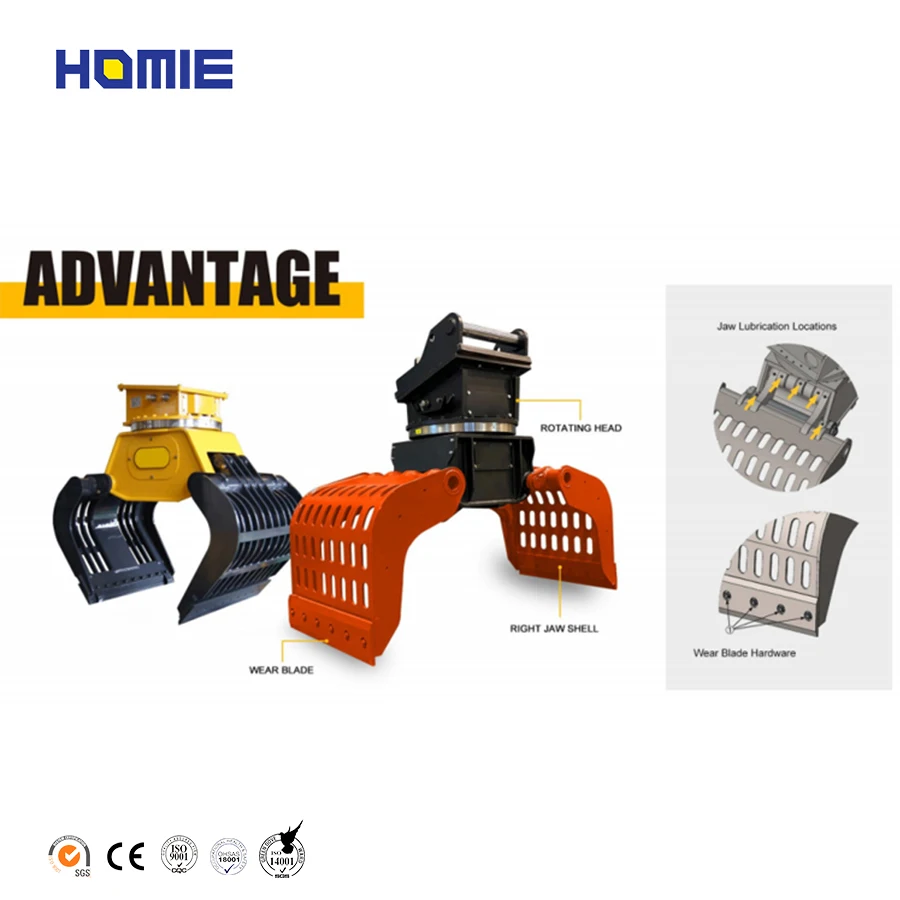 High Quality Excavator Attachment Rotary Gripper Hydraulic Demolition Grapple Sorting Grab for 3-5ton Excavator