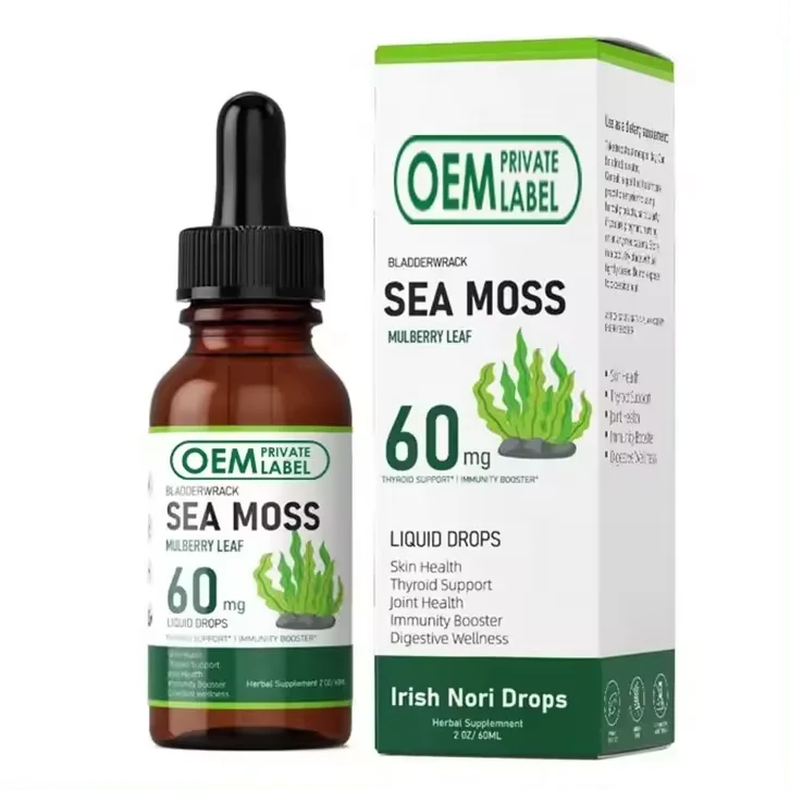 OEM Vegan Organic Sea Moss Drops Vitamin Seamoss Liquid Drops Irish Sea Moss Weight Loss Detox Cleanse Drops