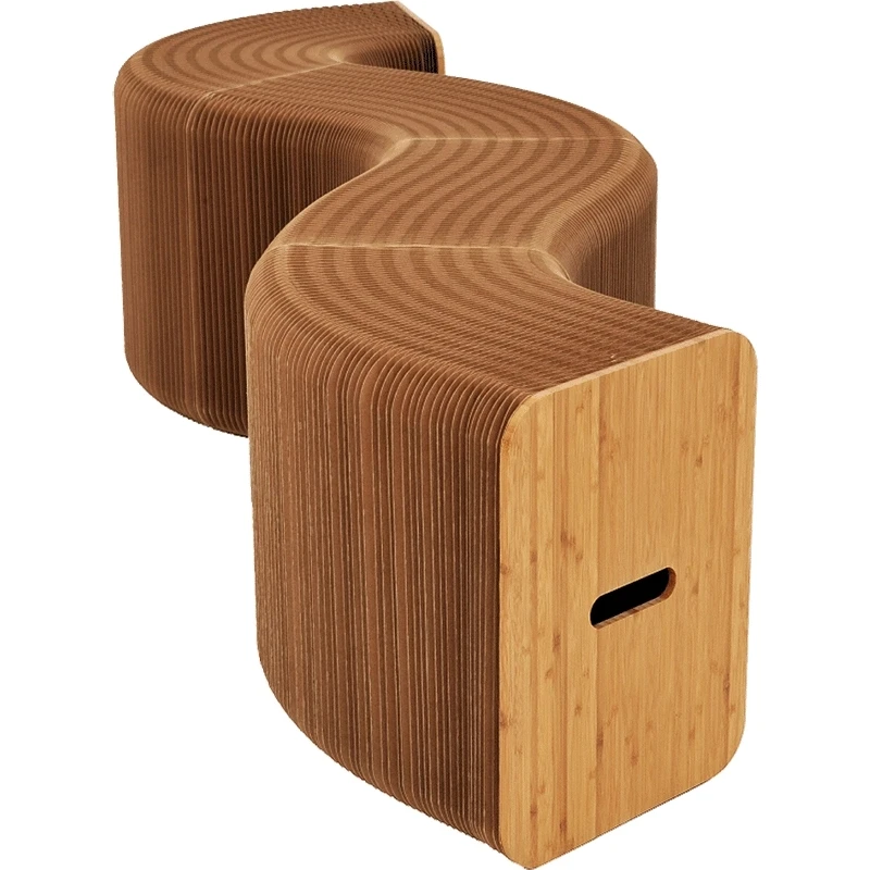 Kraft Paper Accordion-Style Foldable Dining Chair Stool Long Bench Chair with Extendable Feature Origami Sofa Furniture