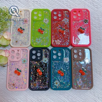 Three-dimensional cherry decoration shining girl cases shining girl protection cover for iphone 11 pro max
