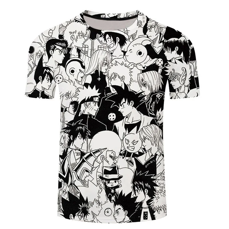 Custom Design Polyester Cotton Blend 3D Digital Printing Personalised t Shirts Anime T-shirt Cartoon Ball Dragon Shirt