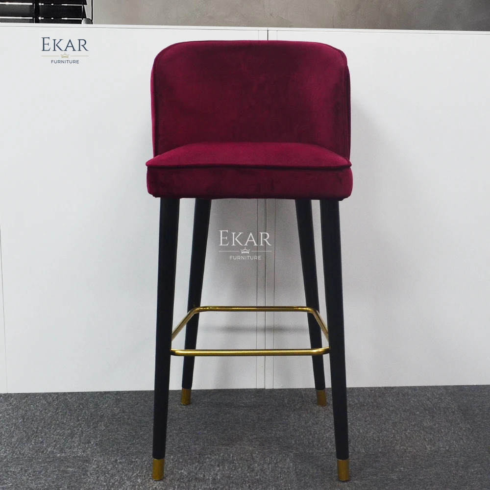 Light Luxury high quality Restaurant Furniture Metal Commercial High Chair Velvet Bar Stool supplier