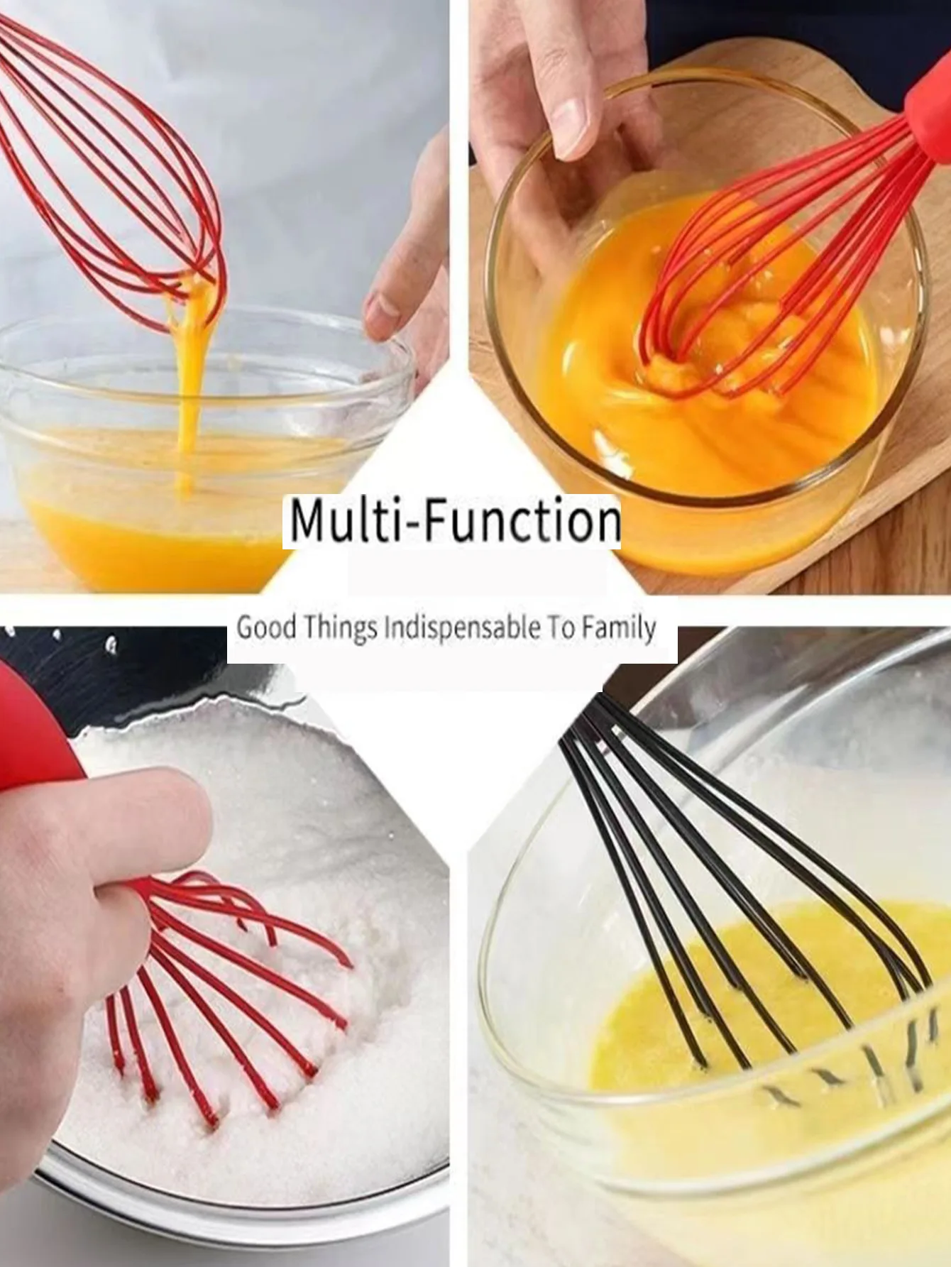High Quality Kitchenware Cooking Utensil Manual Twist Whisk Egg Beater Silicone Rotating Cream