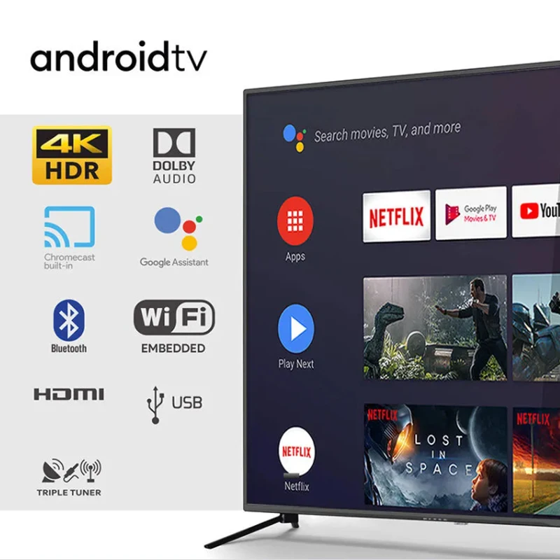 42 Inch 4K Smart LED TV - Frameless Android Display with Wi-Fi
