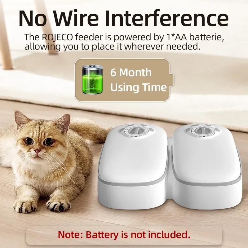 2 Meals Timed Automatic Dog Feeder Dual Bowls Smart Cat Food Dispenser Wet Dry Pet Food Dispenser Pet Feeder Cat Accessories - Image 4