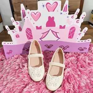 Best-Selling Cute Butterfly Floral Children's Shoes for Girls 7-13 Years Old Spring Summer Fashion Flat White Genuine Leather