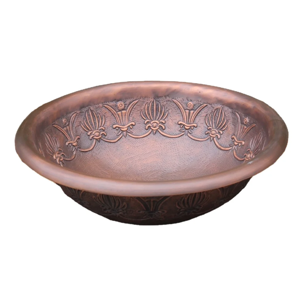 Copperdone Handmade Hand Hammered Round Shape Vintage Copper