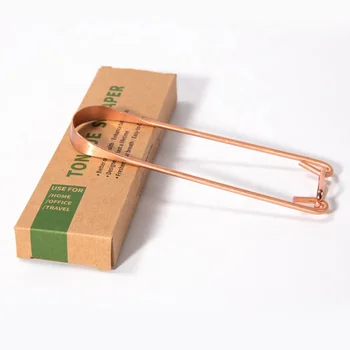 Home travel home use real pure copper tongue scraper with packaging premium quality copper tongue cleaner scraper
