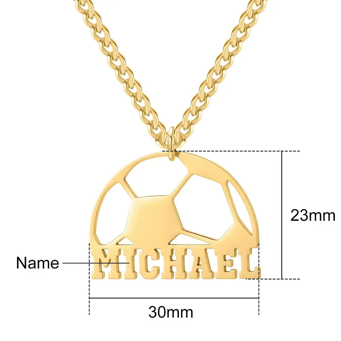 Duoying Drop Shipping Stainless Steel Name Custom Football Necklace