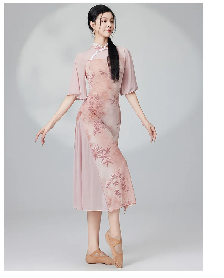 Elegant High Openings Thin Yarn Flying Sleeves Chinese Style Evening Cheongsam Long Dress