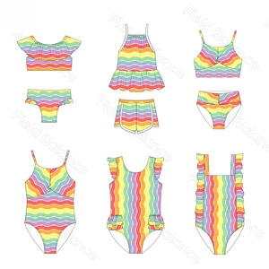 Aide Children Sun Protection Swimsuit Custom Printed Baby Beachwear Private Label Toddler Swimwear OEM/ODM