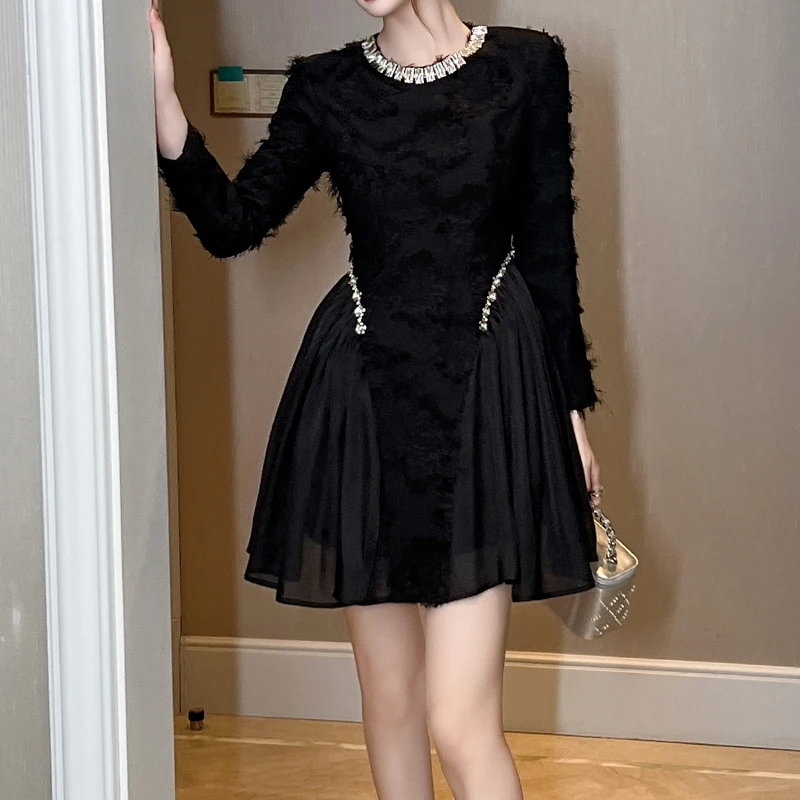 korean style black dress Zyht 21487 Fashion Long Sleeve Party Elegant Wedding A-line Short Even Dress For Women MerchCategory1:PF26 RTW