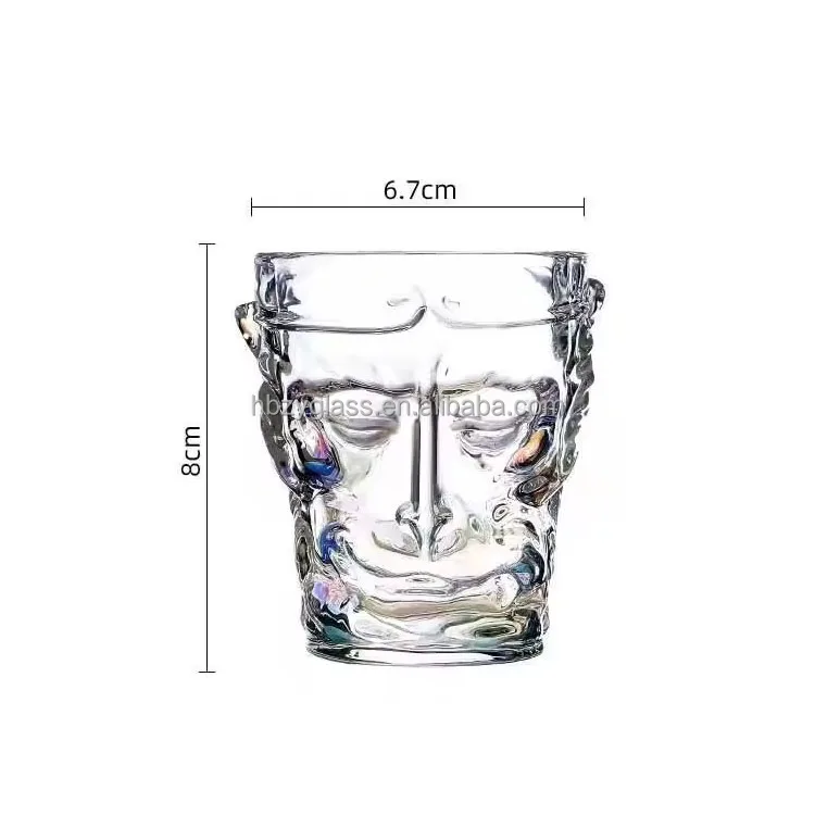 Manufacturers wholesale 110ml Transparent frosted Creative Monkey King shape glass cup supplier