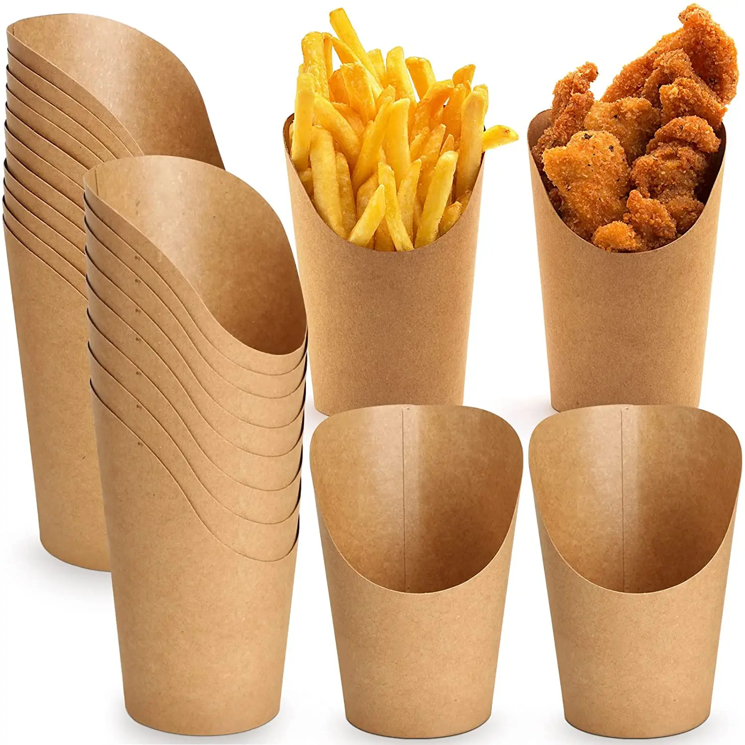 Fast Food Potato Chip Cartons Packaging Pastry Container Kraft French Fries  Cup
