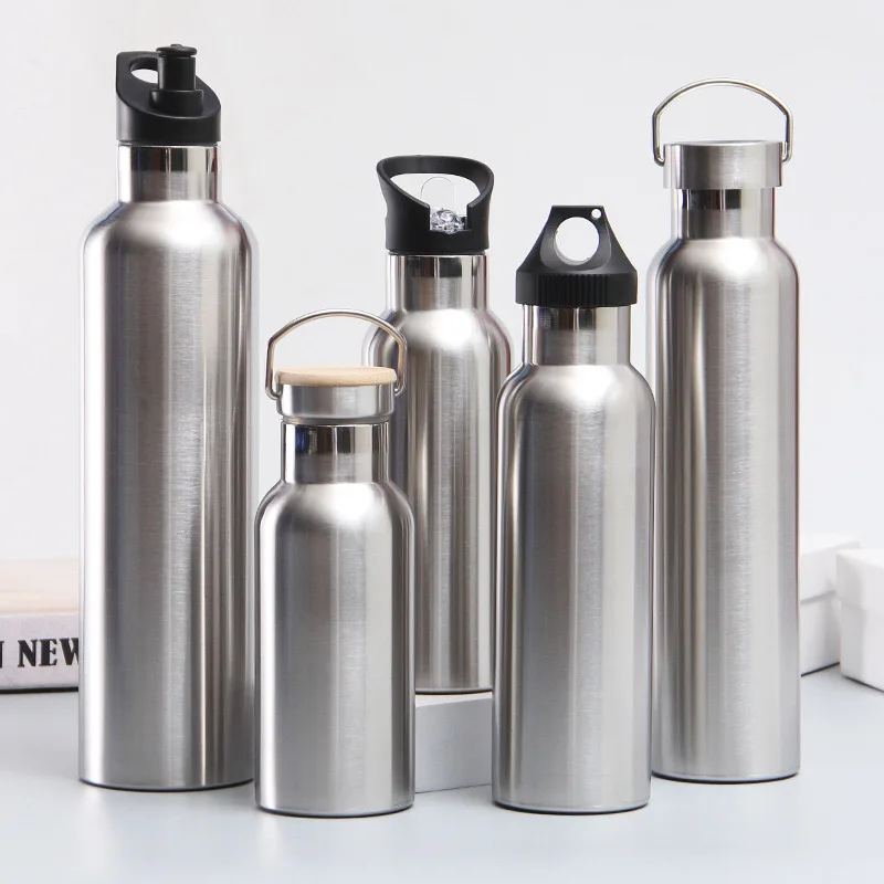 350ml 500ml 1000ml Water Bottle with Straw Lid Vacuum Insulated Stainless Steel Thermo Flask for Sports Cycling Hiking School