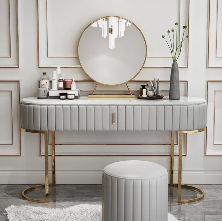 Modern Vanity Mirror Dressing Table with Mirror Deluxe Make up Table Wood Drawer Dresser
