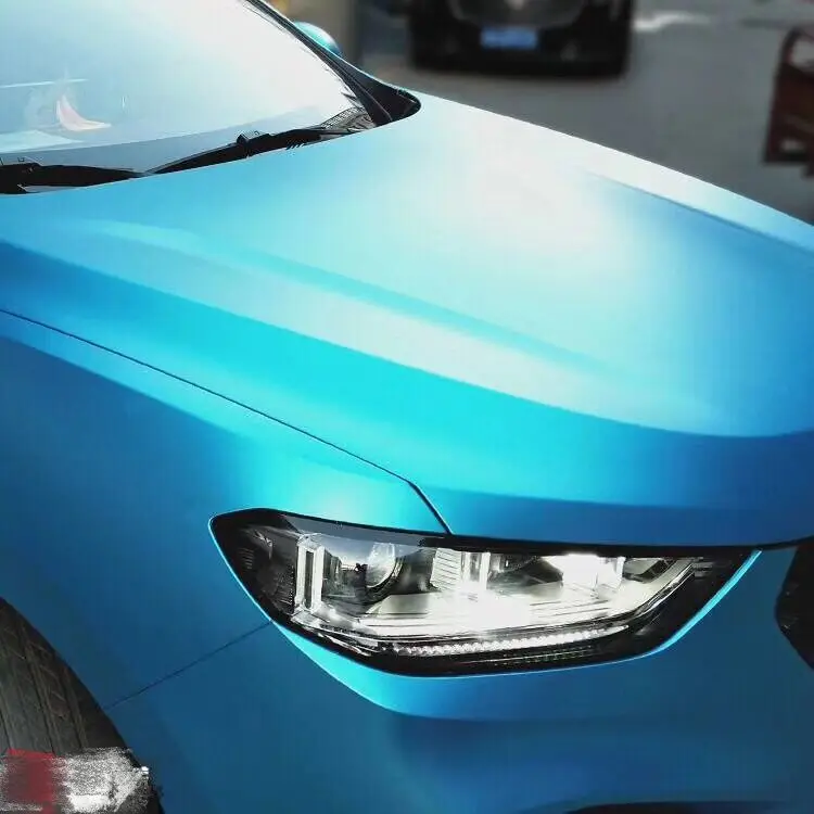 1.52 18m Matte Electronic Sea Blue Vinyl Wrap For Car