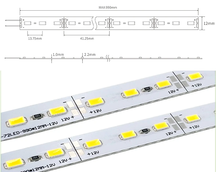 Open Hard Led Super High-Brightness 144LED Hard Light Strip 5730 Double-Row 12V ...