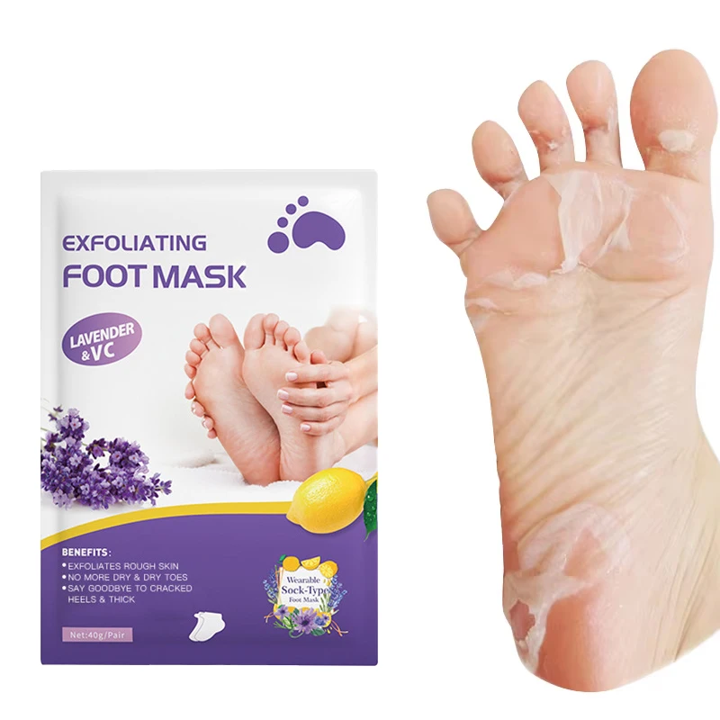 Factory Wholesale 40g Foot Care Prevents Dryness Soften Cutin Lavender & VC Exfoliating Foot Peel Mask