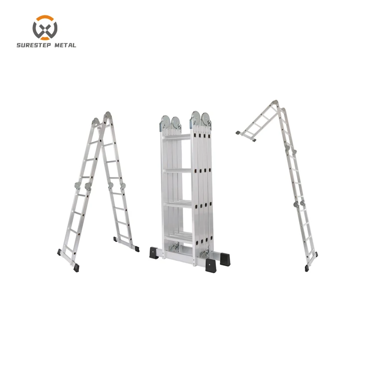 5 M Telescopic Ladder, Extendable Step Ladder, Portable Aluminium Ladder, Robust, Multi-Purpose Ladder, Non-Slip Safety Locking, Folding Ladder, 150 Kg Load Capacity (Silver