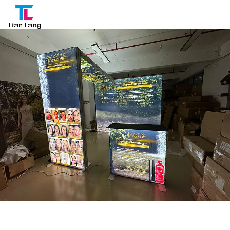 10x20 Collapsible Custom Expo Promotion SEG Polyester Fabric Easy Setup LED Exhibition Booth Display Backlit Pop Up Light Box