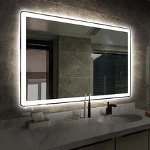 Waterproof Dimmable Smart Bathroom Mirror With Led Light Anti-Fog Touch Screen Wall Mounted Illuminated Bath Mirrors