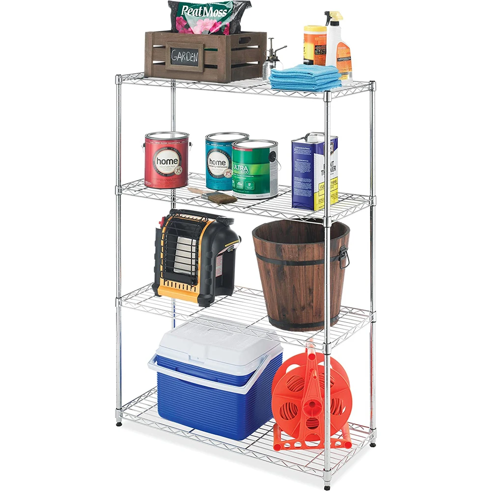 530Lbs Capacity Laundry Bathroom Kitchen Silver 4 Tier Adjustable Storage Shelf Metal Storage Rack Wire Shelving Unit