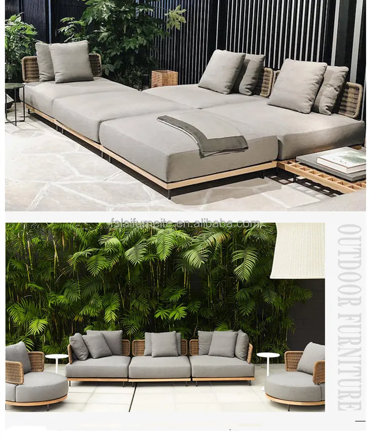 Outdoor Lounge Furniture Fabric Rattan Patio Sofa Set Garden Outdoor