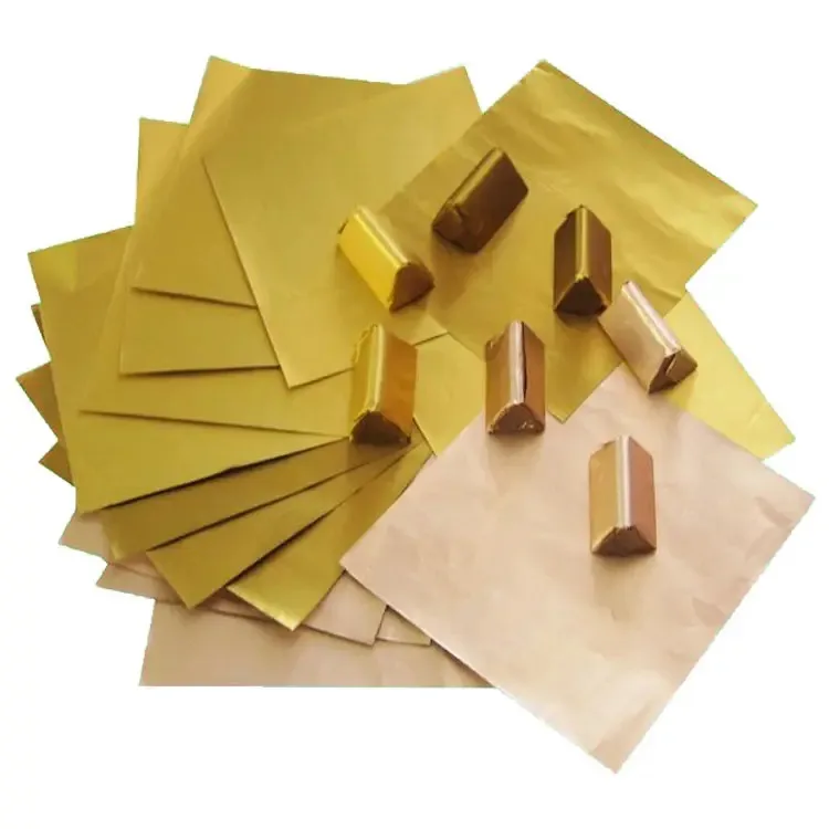 Embossing Red Green Golden Colorful Aluminium Foil Backed Paper Roll for Chocolate Wrapping