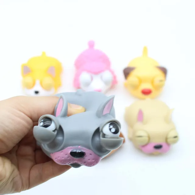 Mini Cute Kawaii Dog Animal TPR Squishy Stress Reliever Squeeze Toy Eyes Pop Out With Bulging Eyes For Kids