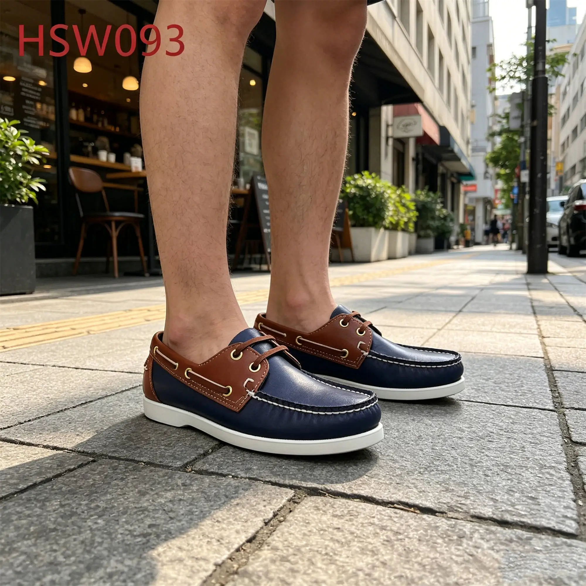 ZYF,Spain Market Popular Contrasting Color Leather Hua Singh Boat Shoes Urban Street Look Reducing Friction Lazy Shoes HSW093