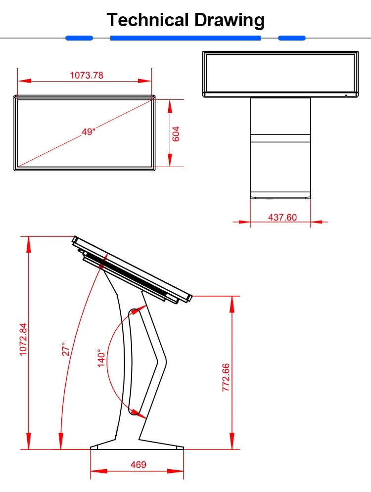 Смарт-сенсорный ЖК-экран с цифровым дисплеем 49 дюймов