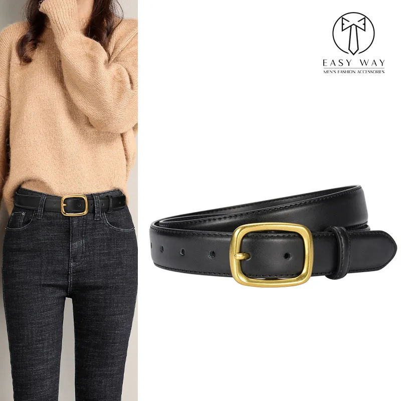 Pack De 3 Cinturones Delgados Para Mujer – Cuero PU, Hebilla Dorada – Estilo Clásico Para Vestidos, Jeans, Chaquetas – Elegante Y Versátil