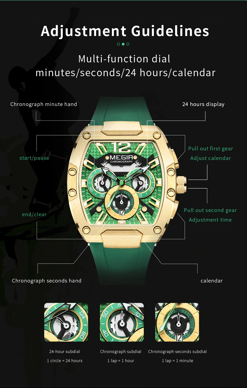 Hot Sale Megir 8112 Original Brand Big Dial Chronograph Quartz Watches Luxury Men Outdoor Sport Wrist Watch Relojes Hombre