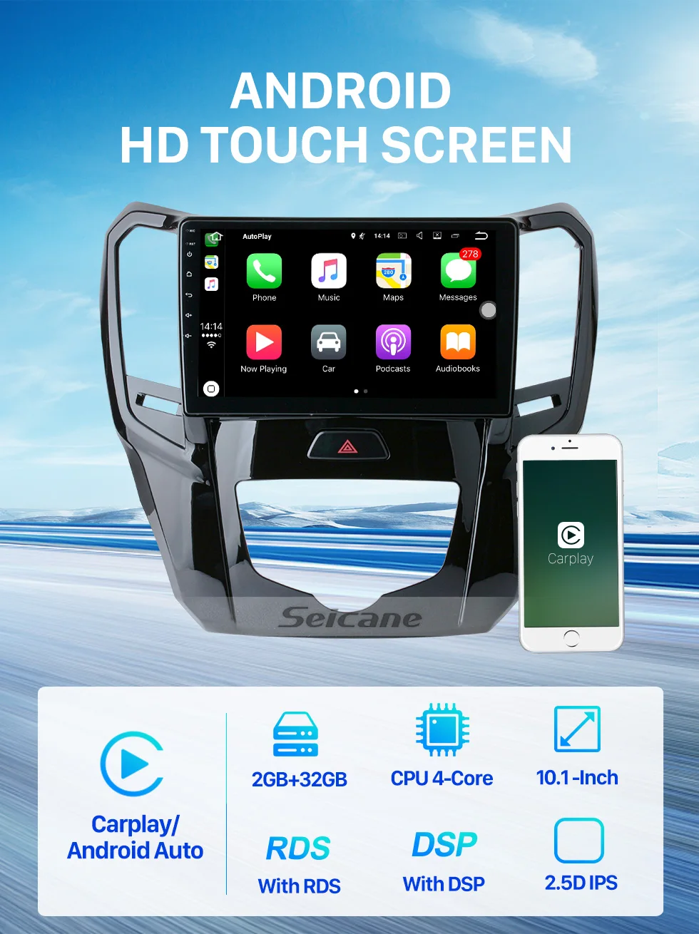 For Haval H1 Great Wall M4 RHD 2014-2021 Car Radio with RDS DSP Carplay Support Touchscreen GPS Navigation AHD Camera