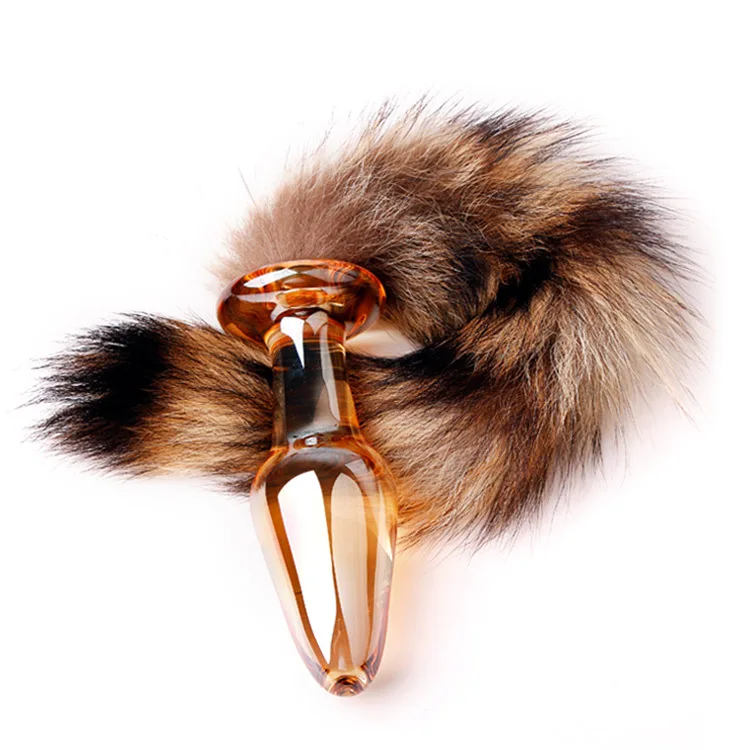 hot glass anal plug tail foxtail big anal beads