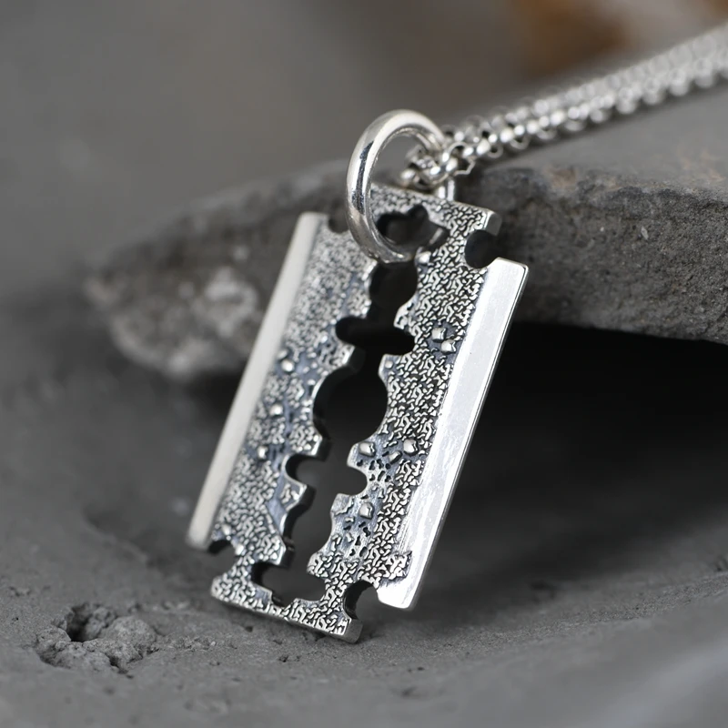 Sterling Silver Razor Blade Pendants