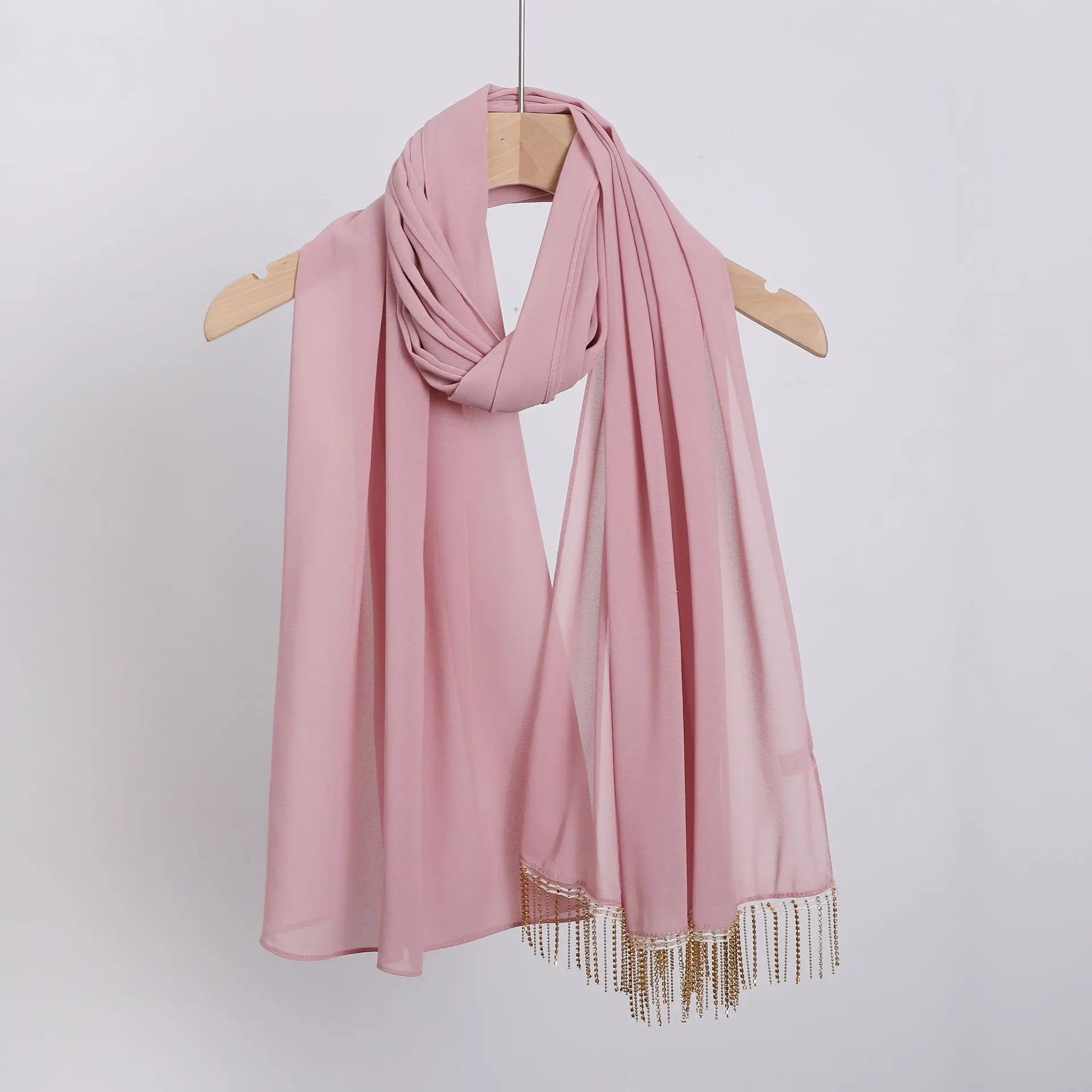 Latest Arrival Plain Color Pearl Chiffon Scarves Shawls Women